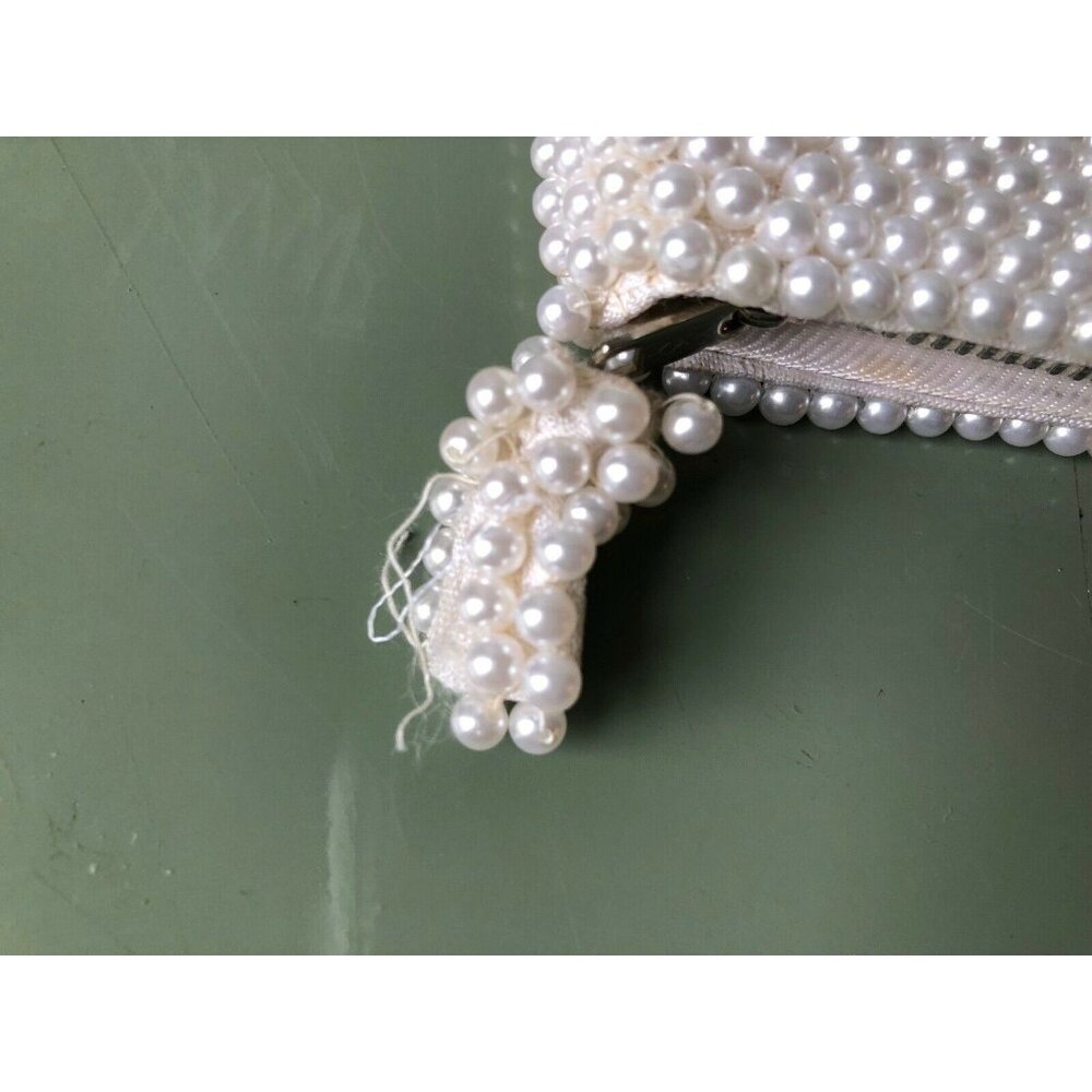 Vintage Clutch Beaded Art Deco Faux Pearl Evening Bag Handbag Made in Japan - Picture 4 of 7